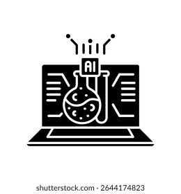 Laboratorios virtuales STEM disciplina icono plano negro para proyectos digitales e impresos.  Iconos limpios mínimos para App y Sitios web. Iconos modernos y sencillos para UI UX y branding