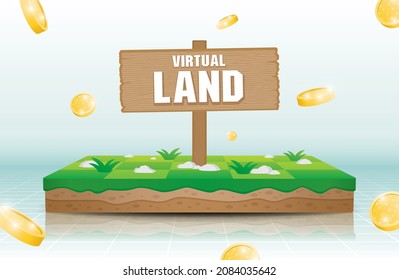 Virtual Land 3d Illustration Vector With Coin Graphic Element