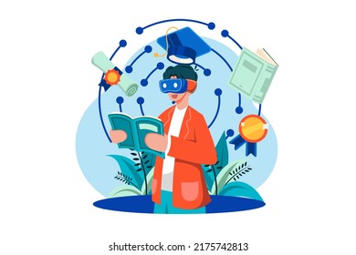 Virtual learning experience Illustration concept. Flat illustration isolated on white background