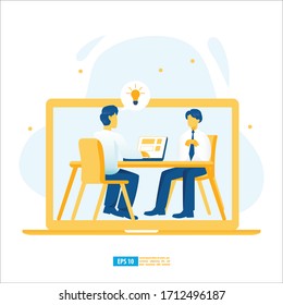 Virtual learning, Online digital training, E-learning with AI, Online Education, and E-book concept. Modern vector illustration for website and mobile application