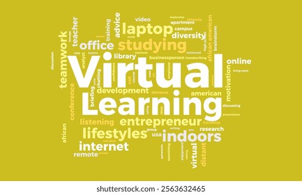 Virtual Learning word cloud template. Virtual Learning concept vector tagcloud background.