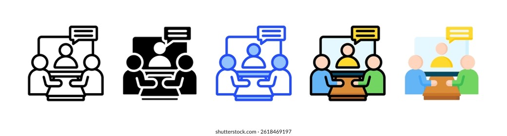 Virtual Lecture Hall Icon Collection With Multiple Styles