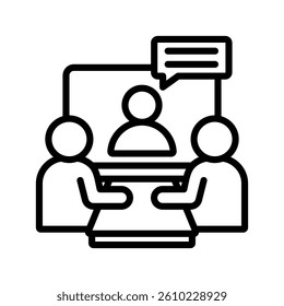 Virtual Lecture Hall Line Vector Illustration On White Background.