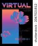 
Virtual line slogan text with gradient flower vector design for t-shirt graphics, banner, fashion prints, slogan tees, stickers, flyer, posters and other creative uses
