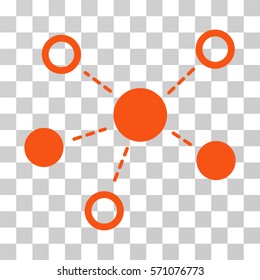 Virtual Links icon. Vector illustration style is flat iconic symbol, orange color, transparent background. Designed for web and software interfaces.