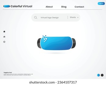Virtual logo design. virtual design. Blue. Business. Technology. Finance. Creative. Premium template. Computer. Game. Vr vector