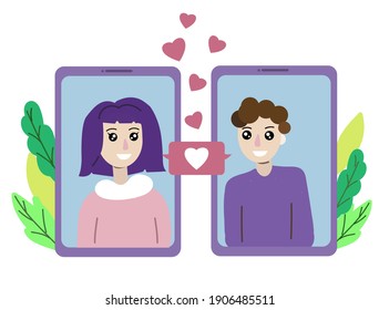 Virtual love concept. Online dating. Social distancing