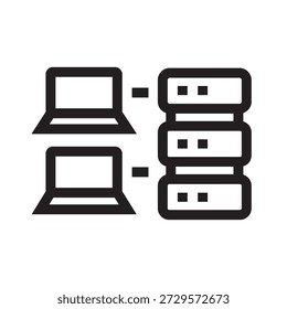 Symbol für die schwarze Linie des virtuellen Computers. Vektorisoliertes Element. Minimal saubere Symbole für Apps und Websites.