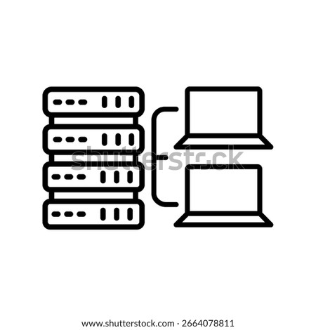 virtual machine black line icon. Vector isolated element.Editable stroke