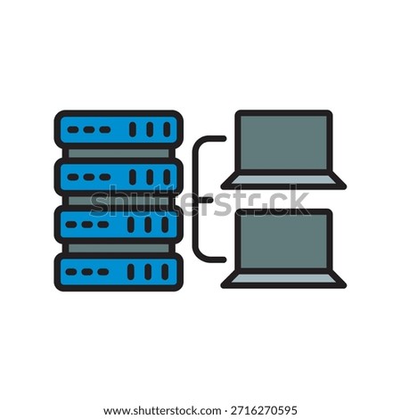 virtual machine black line icon. Vector isolated element.Editable stroke