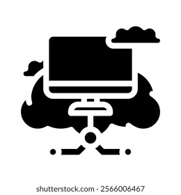 virtual machine cloud computing glyph icon vector. virtual machine cloud computing sign. isolated symbol illustration