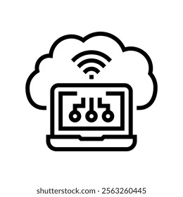 virtual machine cloud computing line icon vector. virtual machine cloud computing sign. isolated contour symbol black illustration