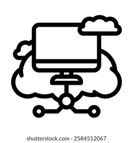 virtual machine cloud computing line icon vector. virtual machine cloud computing sign. isolated contour symbol black illustration