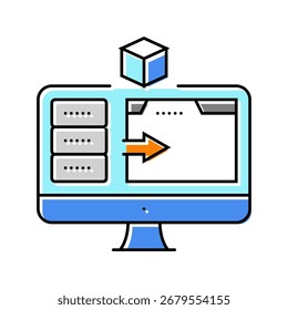 vetor de ícone de cor do data center da máquina virtual. sinal do data center da máquina virtual. ilustração de símbolo isolado