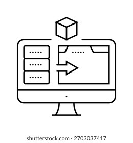 vetor de ícone de linha de data center de máquina virtual. sinal de data center de máquina virtual. símbolo de contorno isolado ilustração em preto