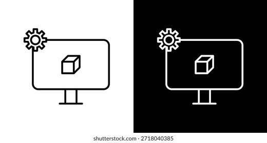 Ícone da máquina virtual. Ilustração em preto isolada para design gráfico e da Web.
