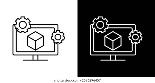 Virtual machine icon black and white vector outline sign