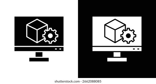 Silhueta isolada do ícone da máquina virtual no fundo branco. Ilustração vetorial.