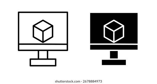 Grafikdesign für das Symbol des virtuellen Computers im Linienstil. Bearbeitbare Vektoren.