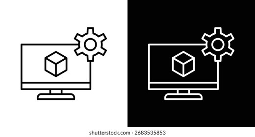 Virtual machine icon line for web, mobile and infographics.
