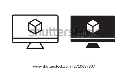 Virtual machine icon, outline style icon for web site or mobile app, vector graphics