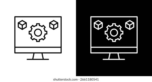 Virtual machine icon. Stroke pictogram. Vector illustration. Vector sign for mobile app and websites.