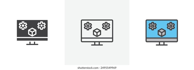 Colección de ícono de máquina virtual sobre fondo blanco.