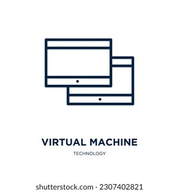 virtual machine icon from technology collection. Thin linear virtual machine, technology, business outline icon isolated on white background. Line vector virtual machine sign, symbol for web and 