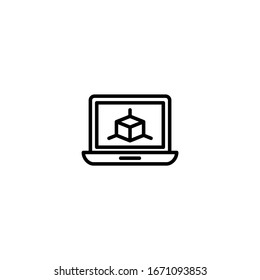 Virtual Machine Icon Vector In Linear, Outline Icon Isolated On White Background