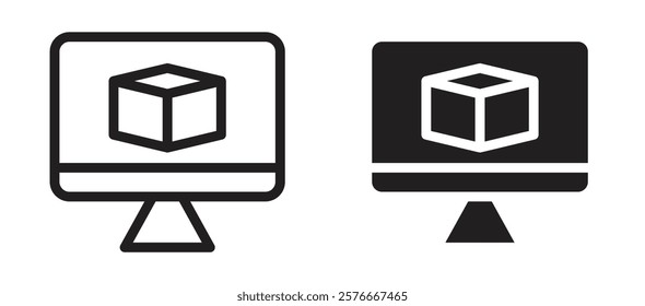 Virtual machine icons in outline and stroke versions