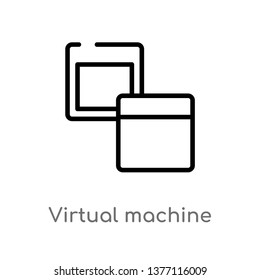 Virtual Machine Vector Line Icon. Simple Element Illustration. Virtual Machine Outline Icon From Technology Concept. Can Be Used For Web And Mobile