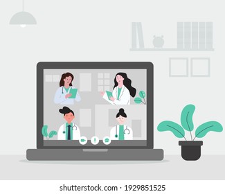 Virtual medical conference concept illustration