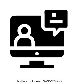 Virtual meeting collaboration icon. Screen with people enhancing remote teamwork.