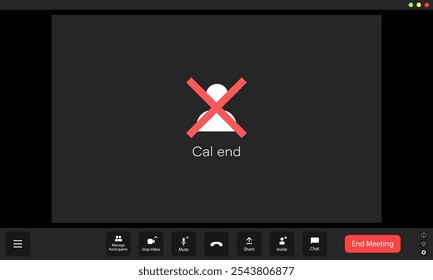 Virtual meeting ending with a disconnected screen, showcasing a user interface commonly found in online conferencing platforms