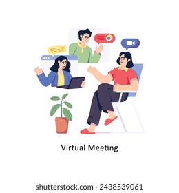 Virtual Meeting flat style design vector stock illustrations. 