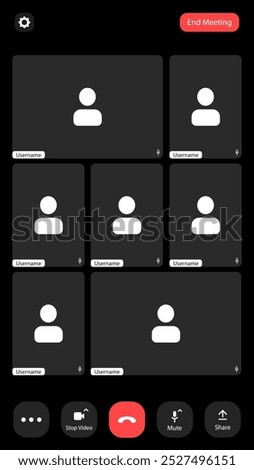 Virtual meeting grid showcasing participants with obscured identities in an online environment