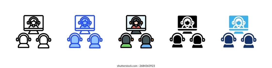 Colección de iconos de reuniones virtuales con varios estilos