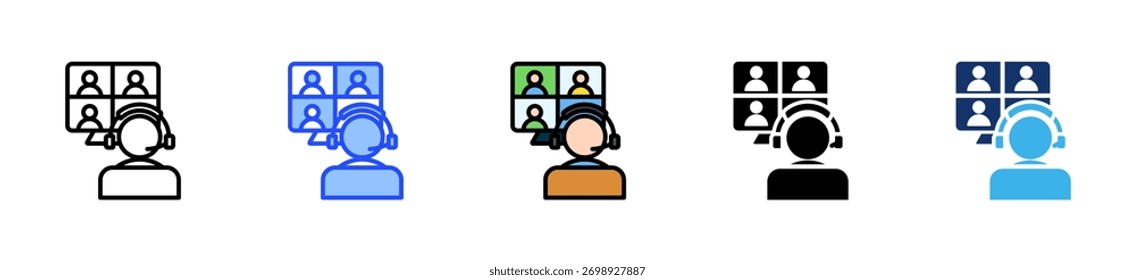 Coleção De Ícones De Reunião Virtual Com Vários Estilos