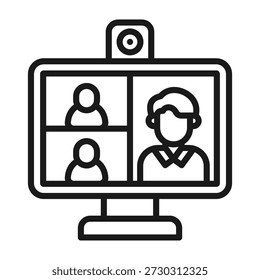 Virtual Meeting Icon Line Vector Illustration