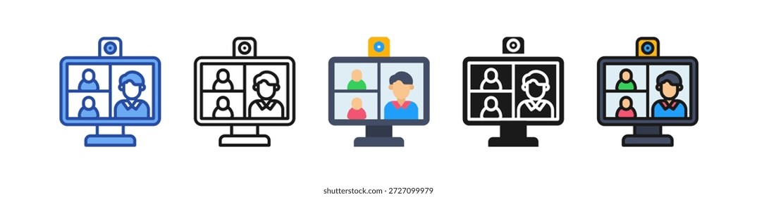 Icono de reunión virtual Ilustración de estilo múltiple