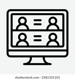 Virtual Meeting Icon for Online Communication. Online Class and Video Conference Icon. Digital Classroom and Meeting Symbol.