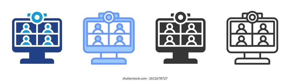 Virtual meeting icon set multiple style collection
