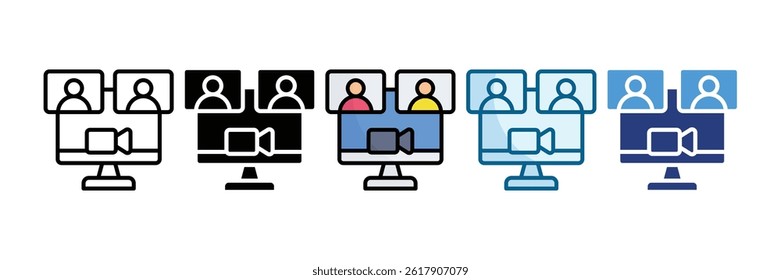 Virtual Meeting Icon Set Multiple Style Collection