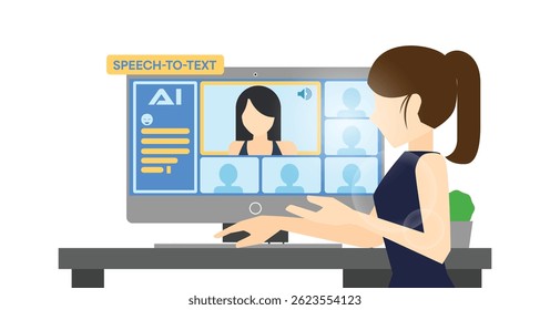 Virtual Meeting Interface with AI Transcription and Smart Assistant