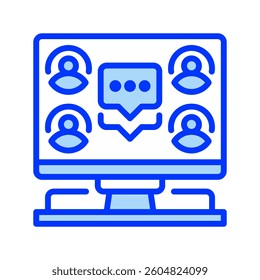 Virtual Meeting line icon. linear style sign for mobile concept and web design. Outline vector icon. Symbol, logo illustration. Vector graphic