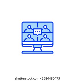 Virtual Meeting line icon. Universal creative premium symbol. Vector sign icon logo template. Vector illustration