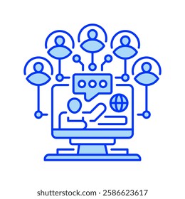 Virtual Meeting line icon. Universal creative premium symbol. Vector sign icon logo template. Vector illustration