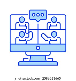 Virtual Meeting line icon. Universal creative premium symbol. Vector sign icon logo template. Vector illustration