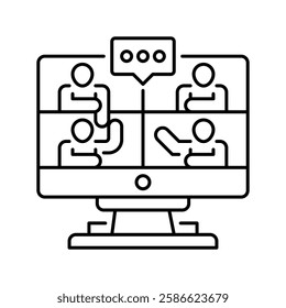 Virtual Meeting line icon. Universal creative premium symbol. Vector sign icon logo template. Vector illustration