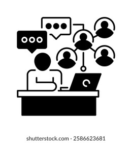 Virtual Meeting line icon. Universal creative premium symbol. Vector sign icon logo template. Vector illustration